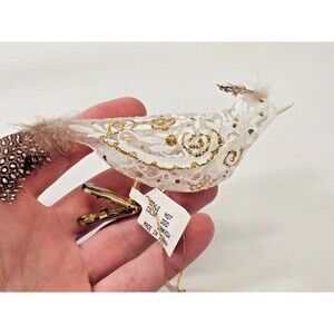KSD VTG Isabella De Borchgrave Christmas Blown Glass Ornament Clip On Bird NEW